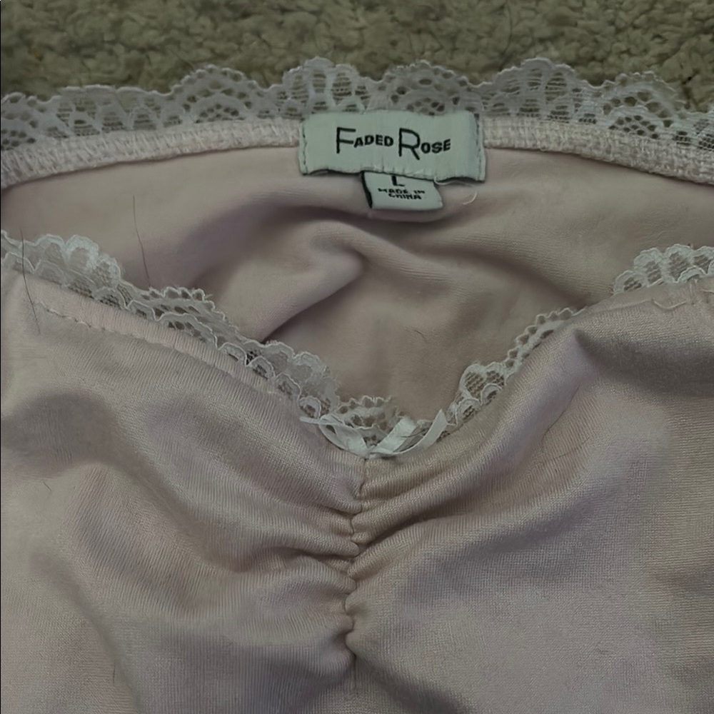 Pink Chemise with Delicate Lace Trim